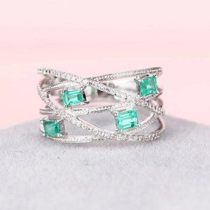 💥 Fashion Cross Multi Layer Romantic Gems Zircon Rings for Women, EVGG1300